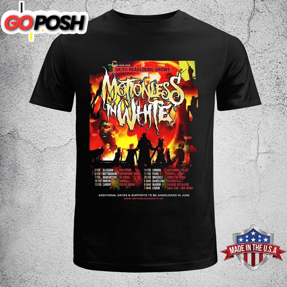 Motionless In White UK EU Headlining Shows 2026 Tour Unisex T-Shirt