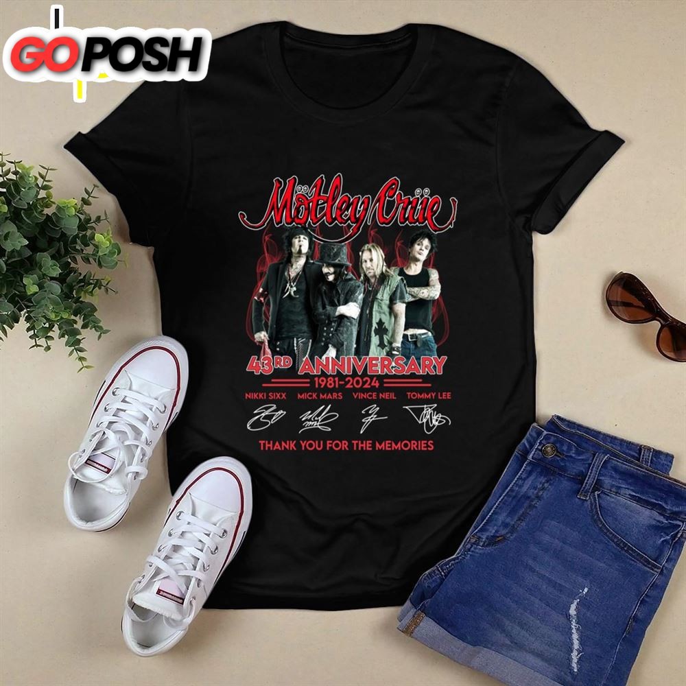 Motley Crue 43rd Anniversary 1981 2025 Thank You For The Memories Shirt