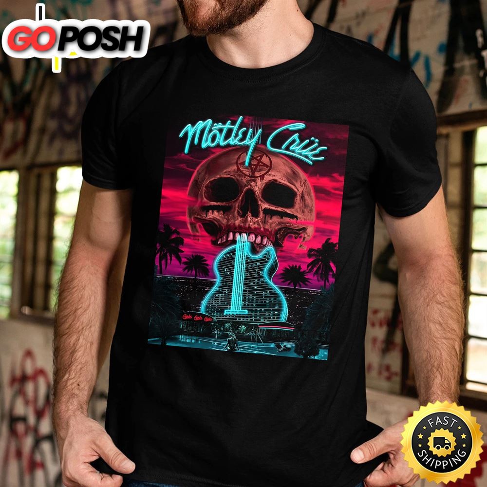 Motley Crue Hollywood FL March 12 Tour 2025 Unisex Black T-shirt