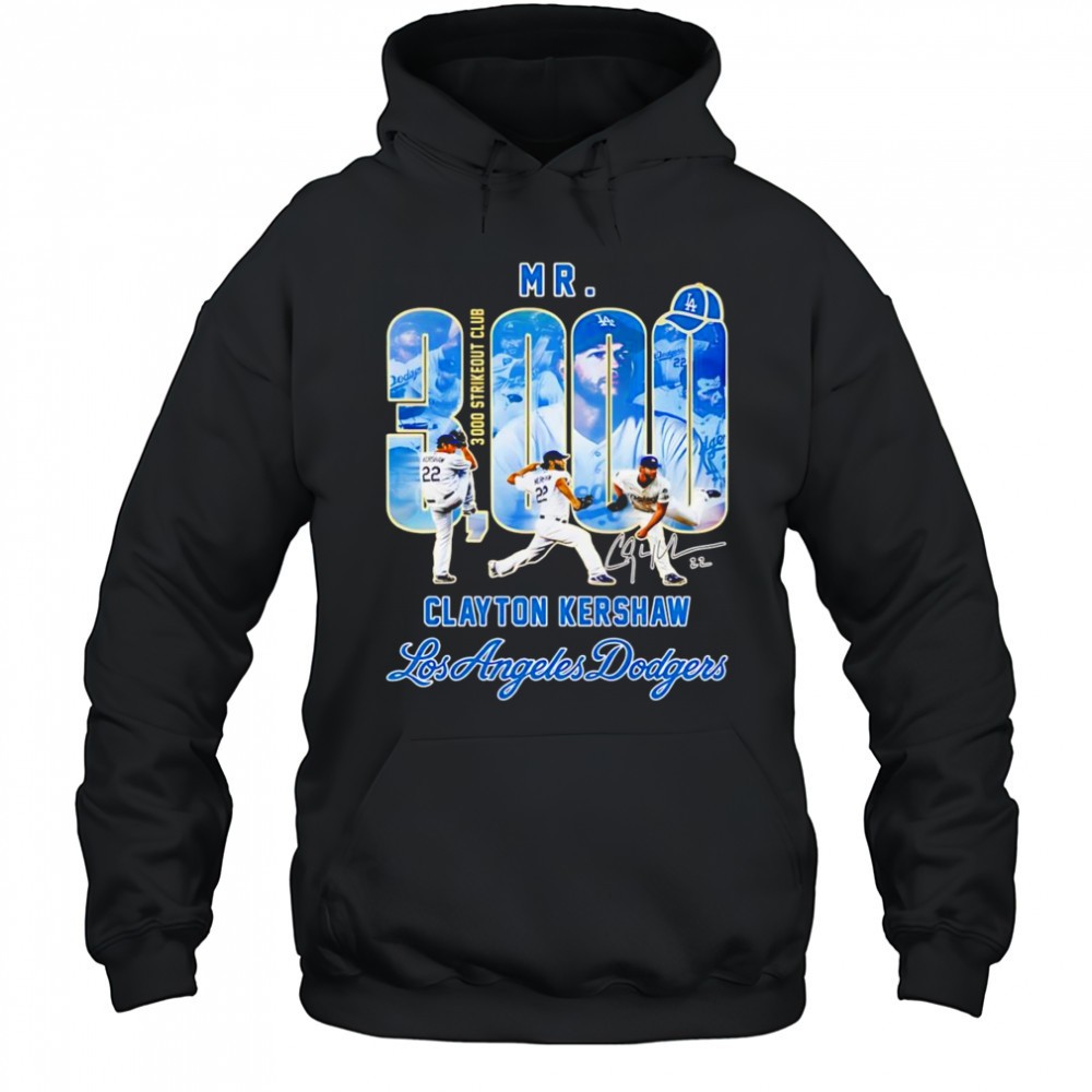 Mr 3000 strikeout club Clayton Kershaw Los Angeles Dodgers shirt