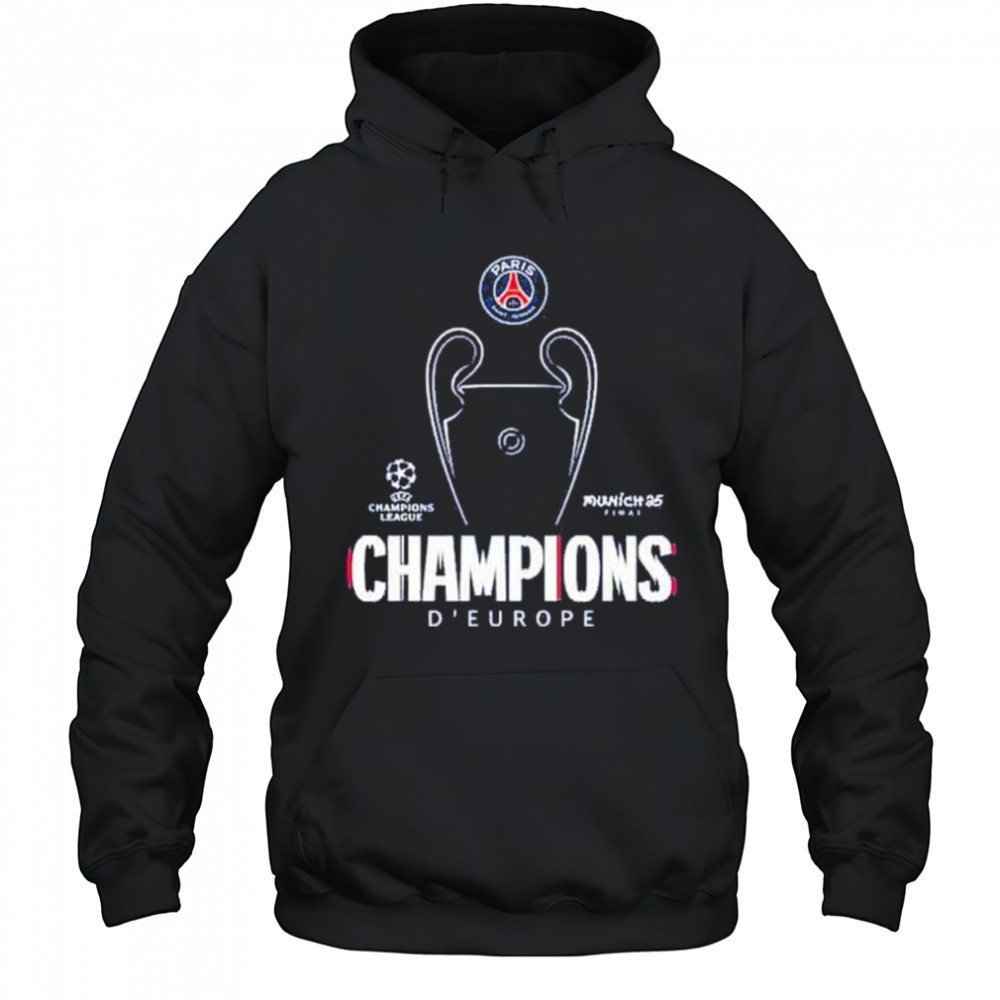 Munich 25 Final PSG UCL Champions 2025 Trophy Outline Graphic T-Shirt