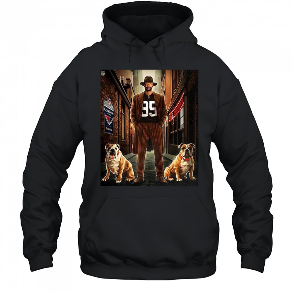 Myles Garrett Cleveland Browns football gameday in London Bull Dog shirt
