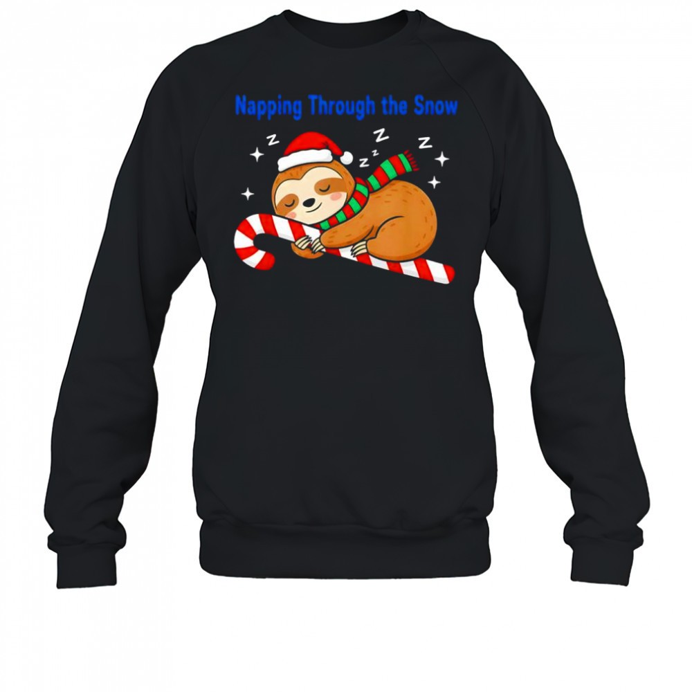 napping-through-the-snow-christmas-sloth-candy-cane-shirt-dv64bzuj Napping Through The Snow Christmas Sloth Candy Cane shirt