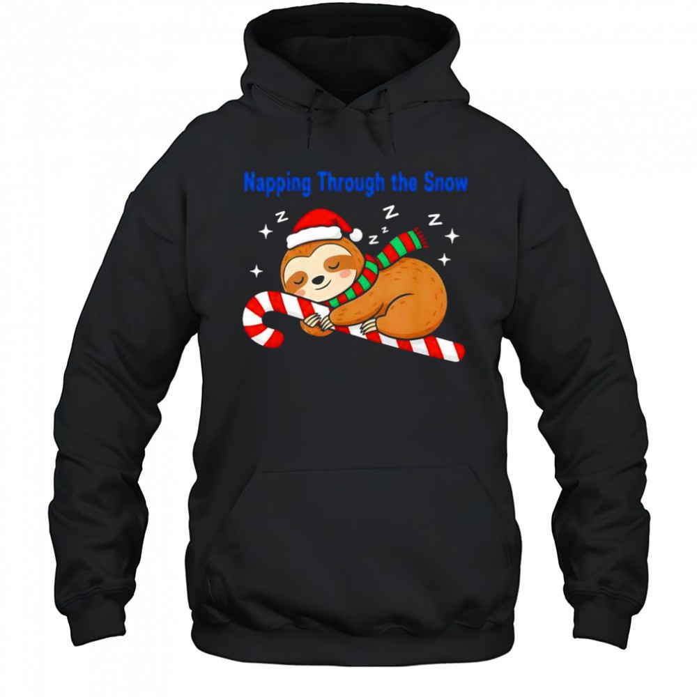 Napping Through The Snow Christmas Sloth Candy Cane shirt