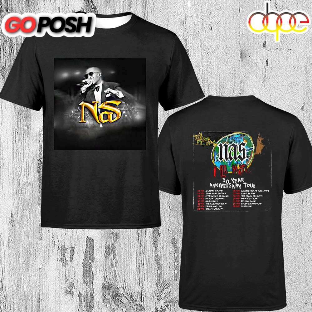 Nas 30 Year Anniversary Tour To UK & EU 2025 Unisex T-Shirt