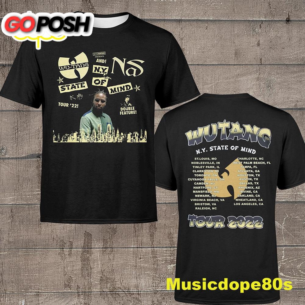 Nas And Wu-tang Clan New York State Of Mind Tour 2022 Dates Youngdirty T-shirt