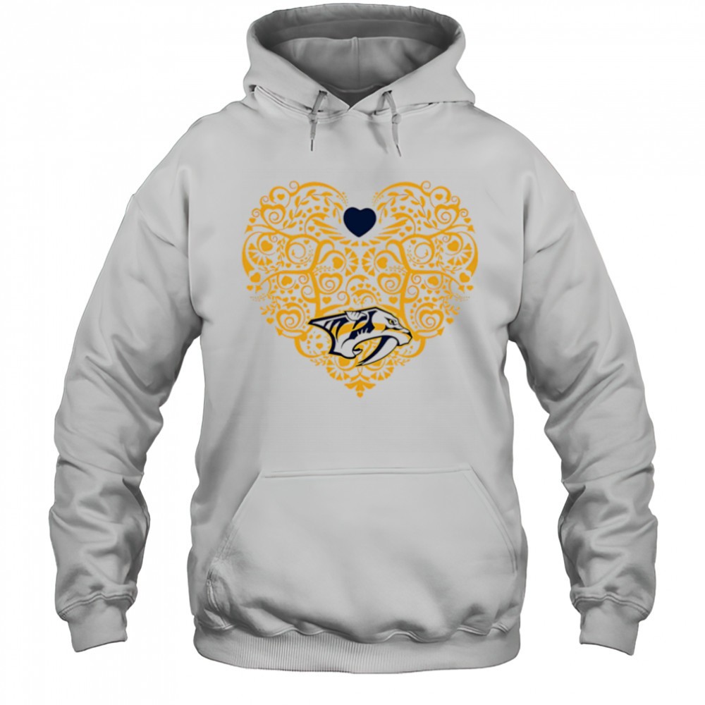Nashville Predators Floral Pattern Heart logo shirt
