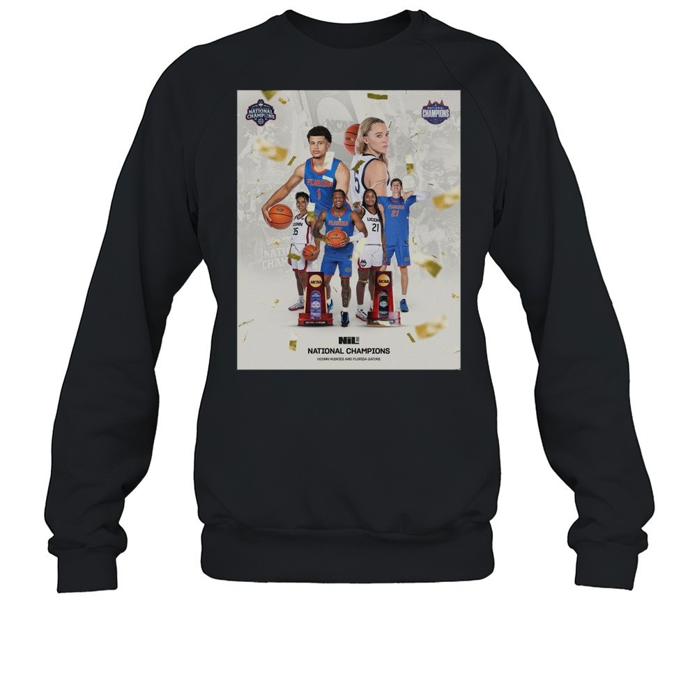 National Champions Uconn Huskies NCAA Womens Basketball And Florida Gators Mens Basketball 2025 T-shirt
