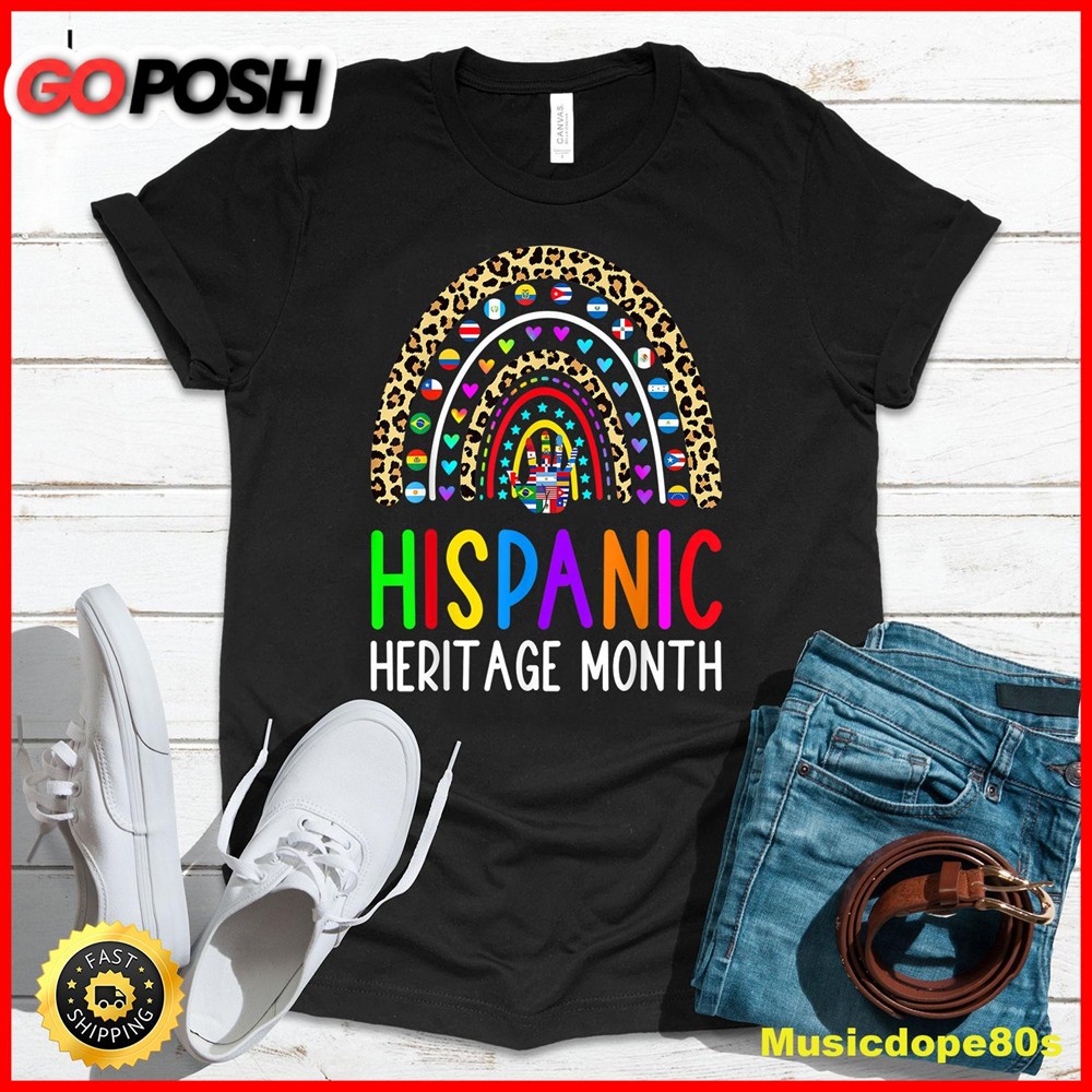 National Hispanic Heritage Month Rainbow All Countries Flags T-Shirt