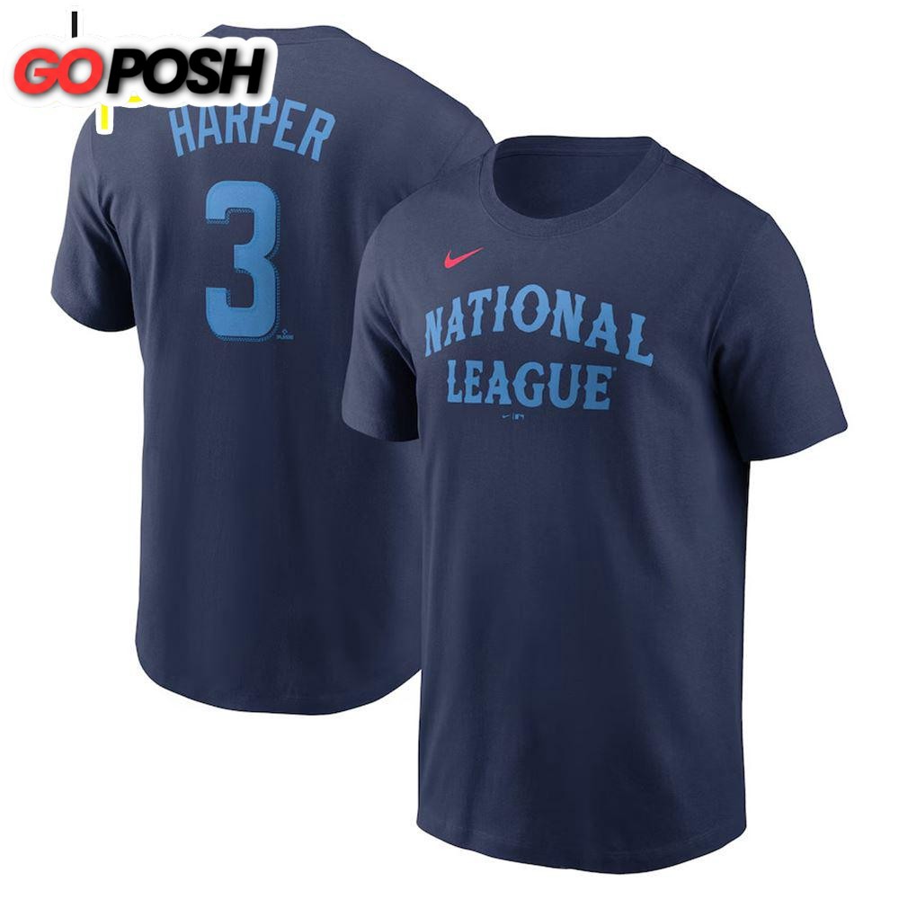 National League Bryce Harper Nike Navy 2024 Mlb All-Star Game Name & Number T-Shirt