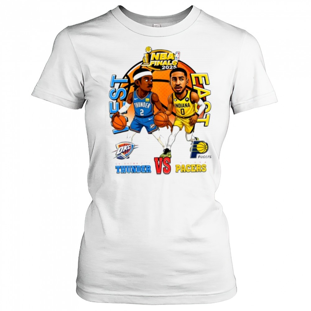 nba-finals-2025-shai-gilgeous-alexander-okc-thunder-vs-tyrese-haliburton-indiana-26wl6dr0 NBA Finals 2025 Shai Gilgeous Alexander OKC Thunder vs Tyrese Haliburton Indiana Pacers basketball cartoon shirt