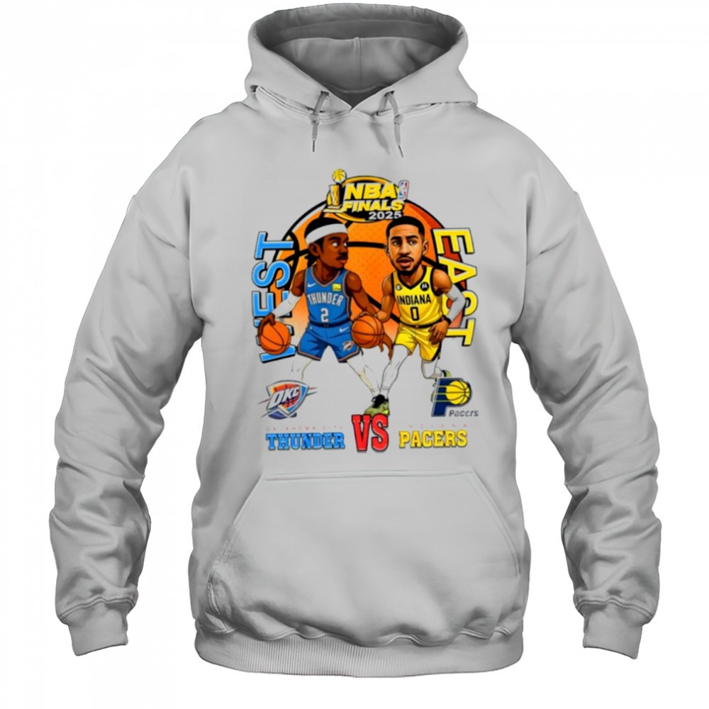 NBA Finals 2025 Shai Gilgeous Alexander OKC Thunder vs Tyrese Haliburton Indiana Pacers basketball cartoon shirt