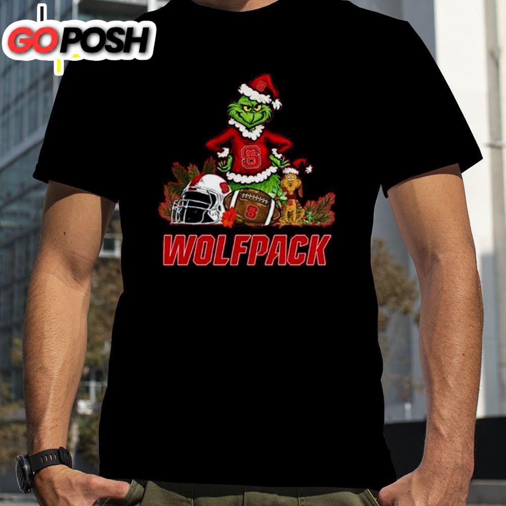 NC State Wolfpack Santa Grinch And Dog Merry Christmas T-Shirts