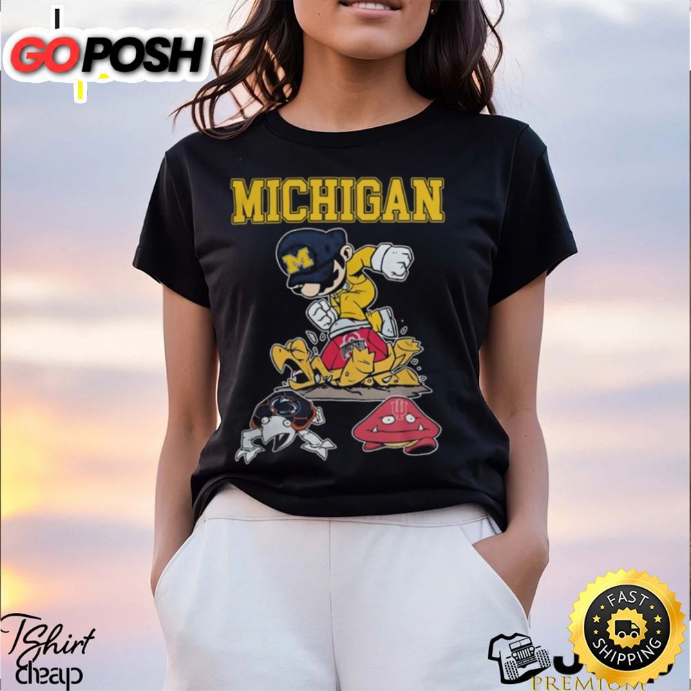 Ncaa Shop Super Mario Michigan Wolverines Stomp Ohio State Buckeyes, Penn State And Indiana Hoosiers Shirt
