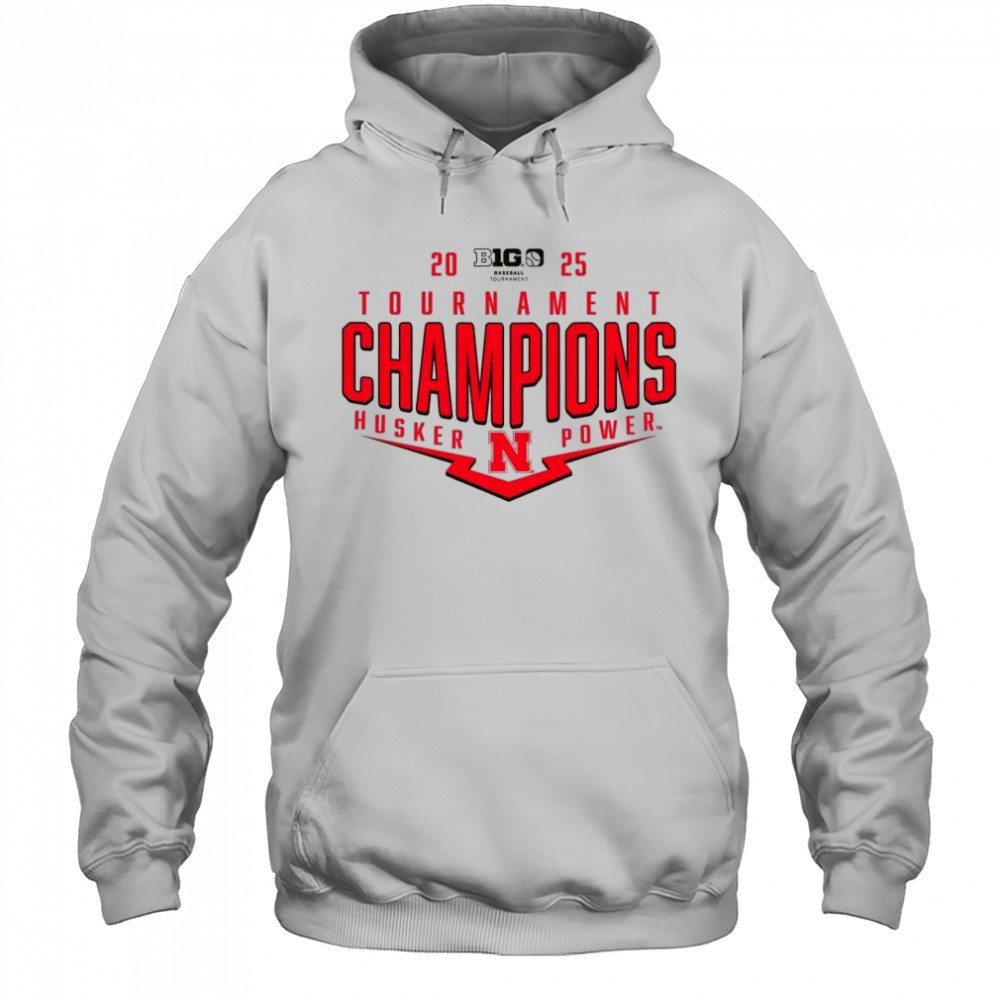 Nebraska Huskers NCAA Big Ten Baseball Conference 2025 Tournament Champions Playoff Pitch Power t-shirt