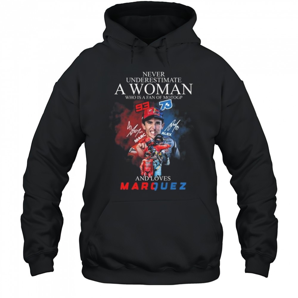Never Underestimate A Woman Who Is A Fan Of Motogp Marc Marquez x Alex Marquez Signatures 2025 Shirt