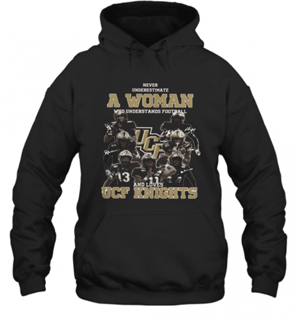 Never Underestimate A Woman Who Understands Football And Love Ucf Knights Signature T-Shirt