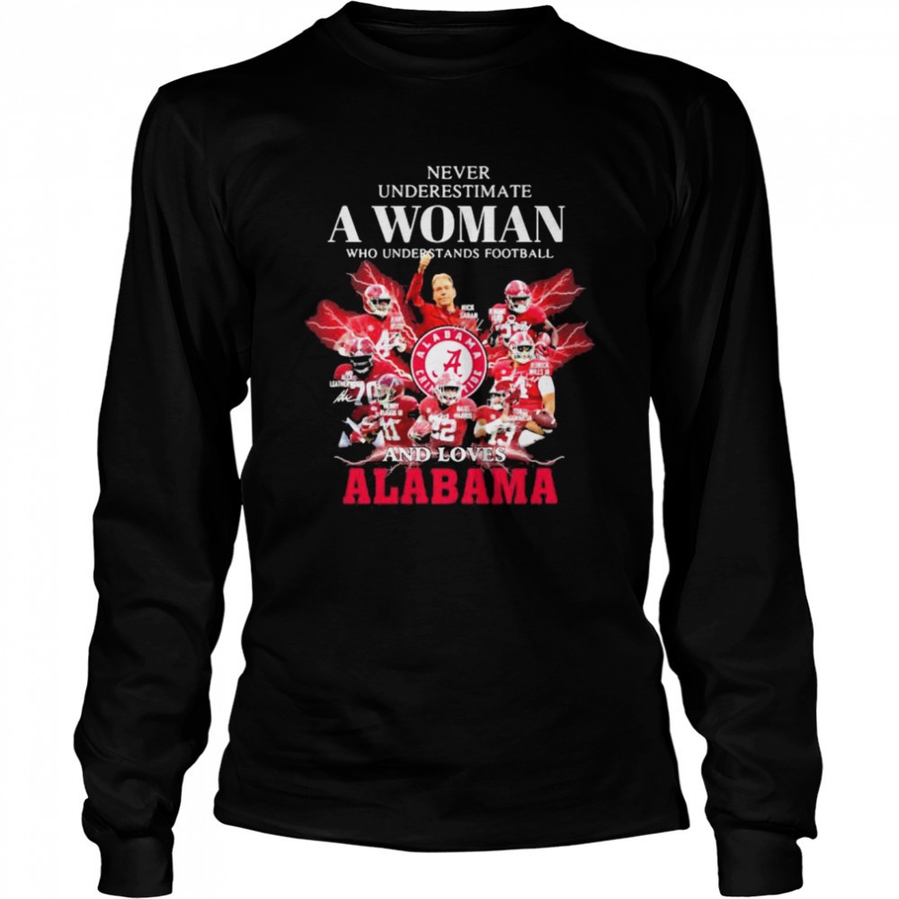 never-underestimate-a-woman-who-understands-football-and-loves-alabama-crimson-t-m1ycl84d Never Underestimate A Woman Who Understands Football And Loves Alabama Crimson Tide shirt