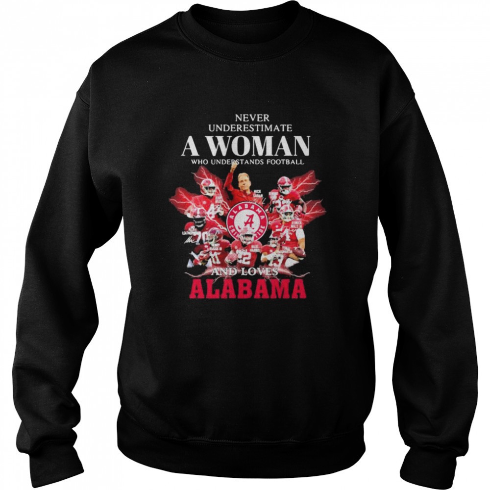 never-underestimate-a-woman-who-understands-football-and-loves-alabama-crimson-t-m1ycl84d Never Underestimate A Woman Who Understands Football And Loves Alabama Crimson Tide shirt