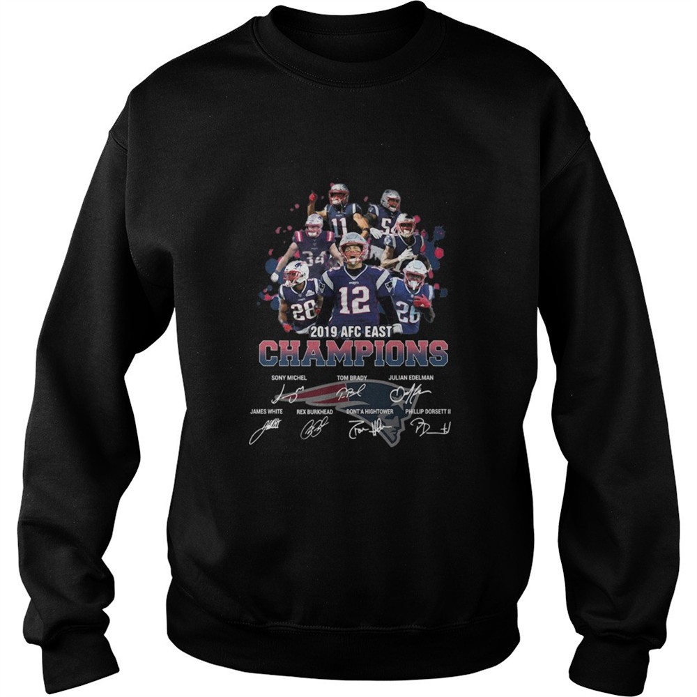 New England Patriots AFC 2019 East Champions Signatures shirt