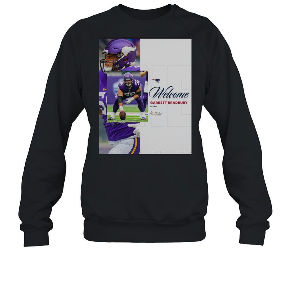 New England Patriots Welcome Garrett Bradbury Center Encore Boston Harbor Signature Poster T-shirt