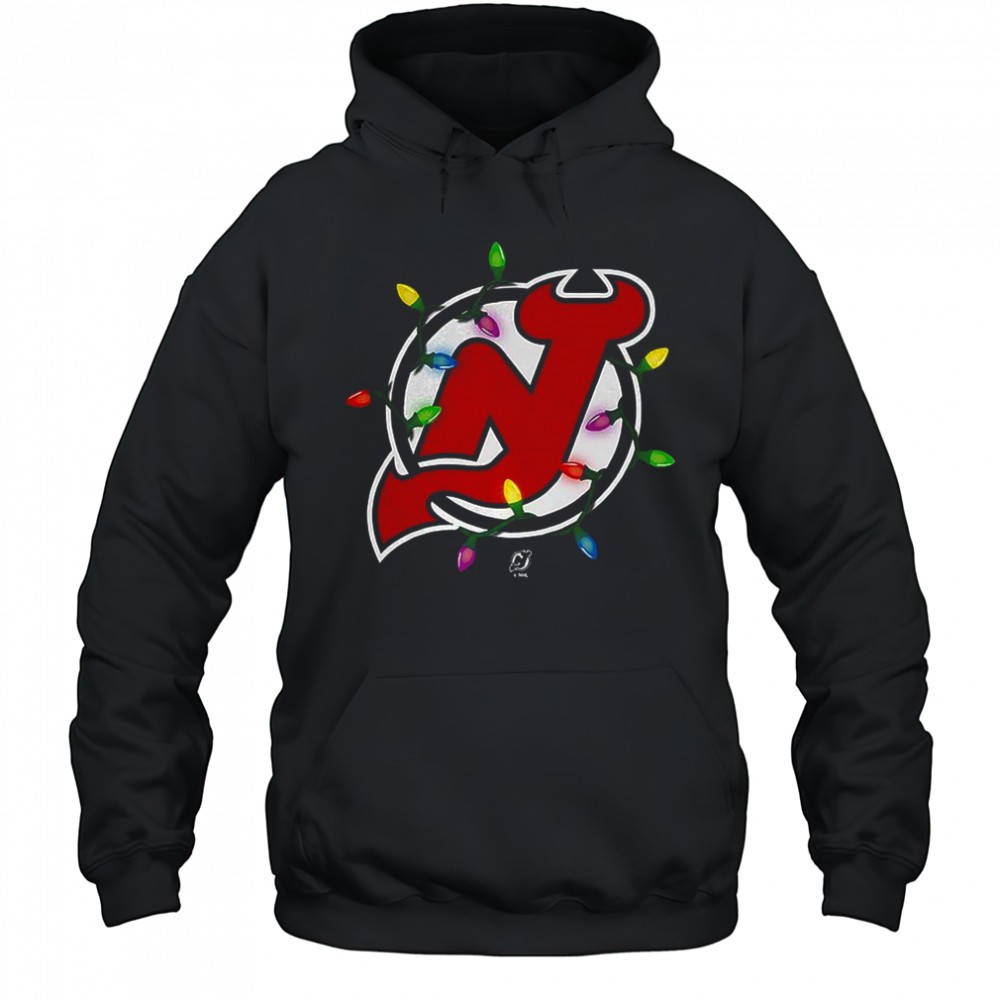 New Jersey Devils logo Holiday Merry Christmas lights shirt