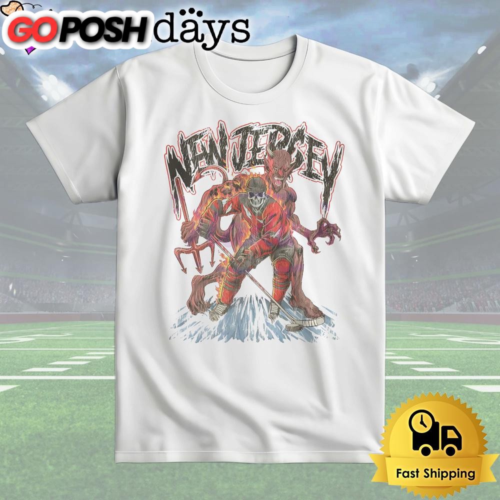 New Jersey Devils Skeleton Hockey T Shirt