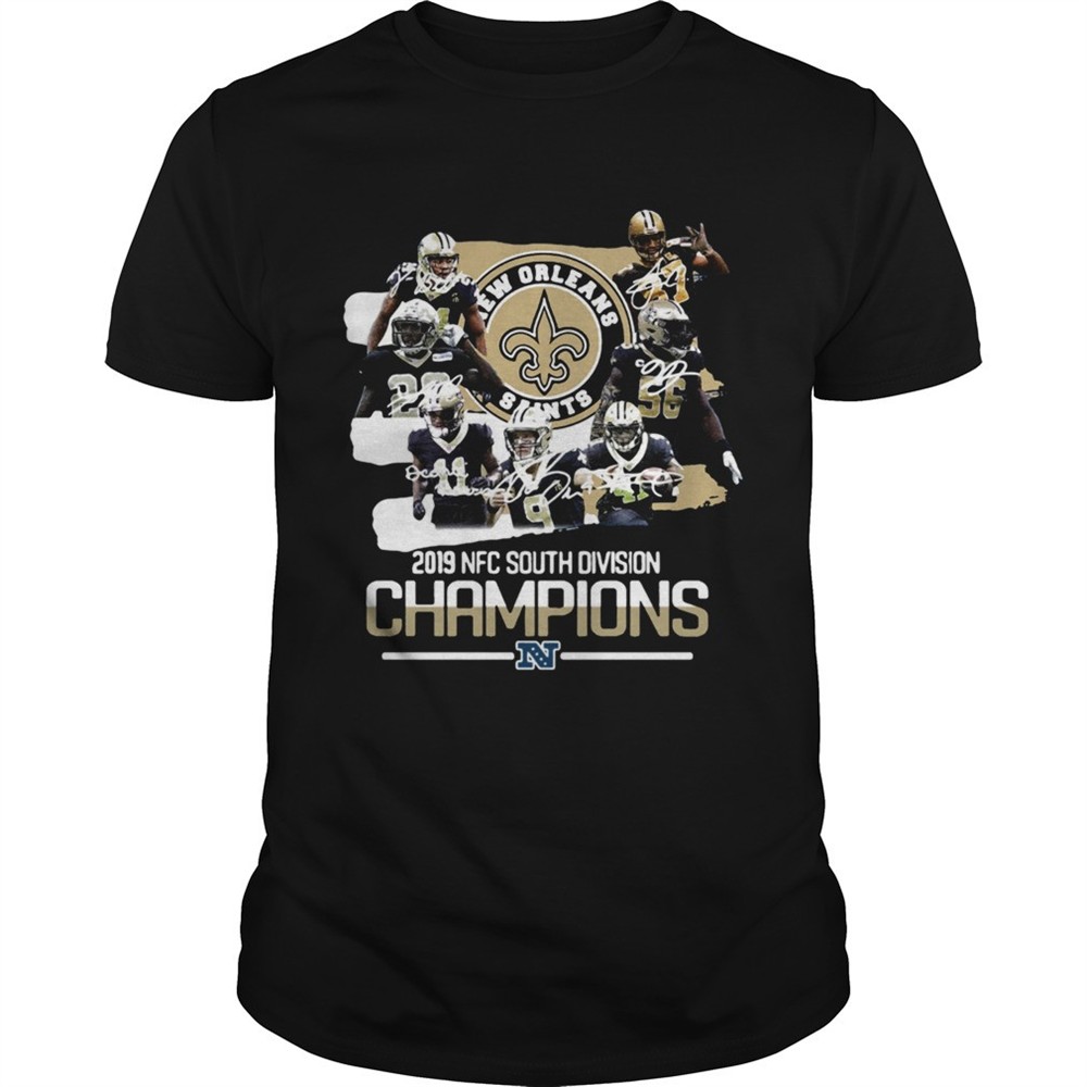 new-orleans-saints-2019-nfc-south-division-champions-signature-shirt-2ssxasn2 New Orleans Saints 2019 NFC South Division Champions signature shirt