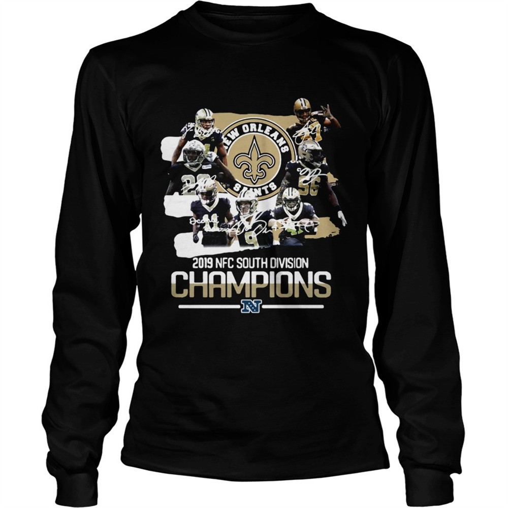 new-orleans-saints-2019-nfc-south-division-champions-signature-shirt-2ssxasn2 New Orleans Saints 2019 NFC South Division Champions signature shirt
