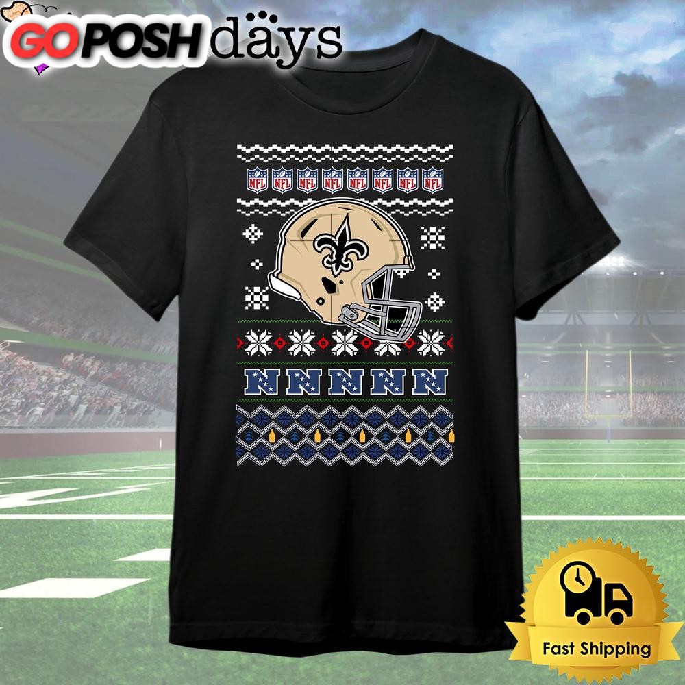 New Orleans Saints Helmet Team Christmas T Shirt