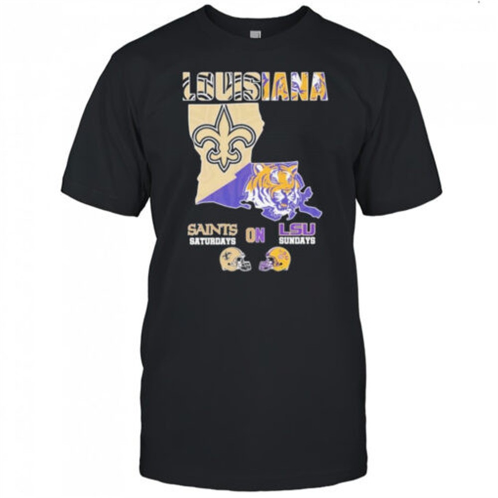 new-orleans-saints-on-saturdays-lsu-tigers-on-sundays-louisiana-map-t-shirt-b2im5m90 New Orleans Saints On Saturdays Lsu Tigers On Sundays Louisiana Map T-shirt
