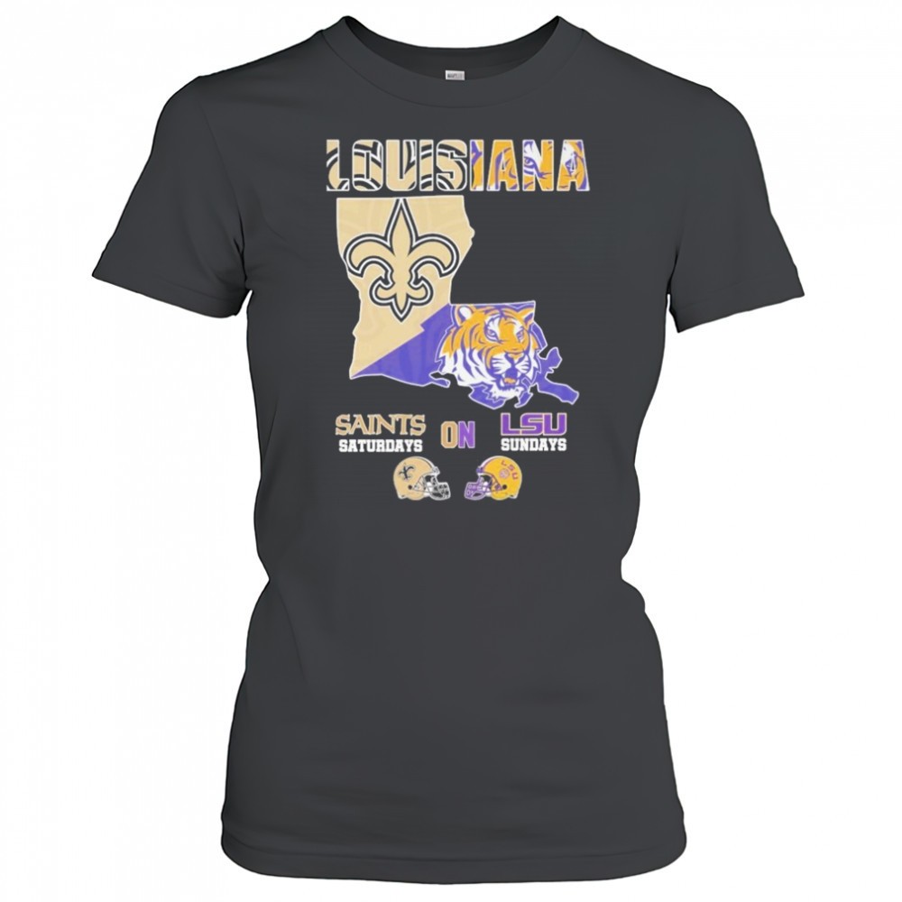 new-orleans-saints-on-saturdays-lsu-tigers-on-sundays-louisiana-map-t-shirt-b2im5m90 New Orleans Saints On Saturdays Lsu Tigers On Sundays Louisiana Map T-shirt