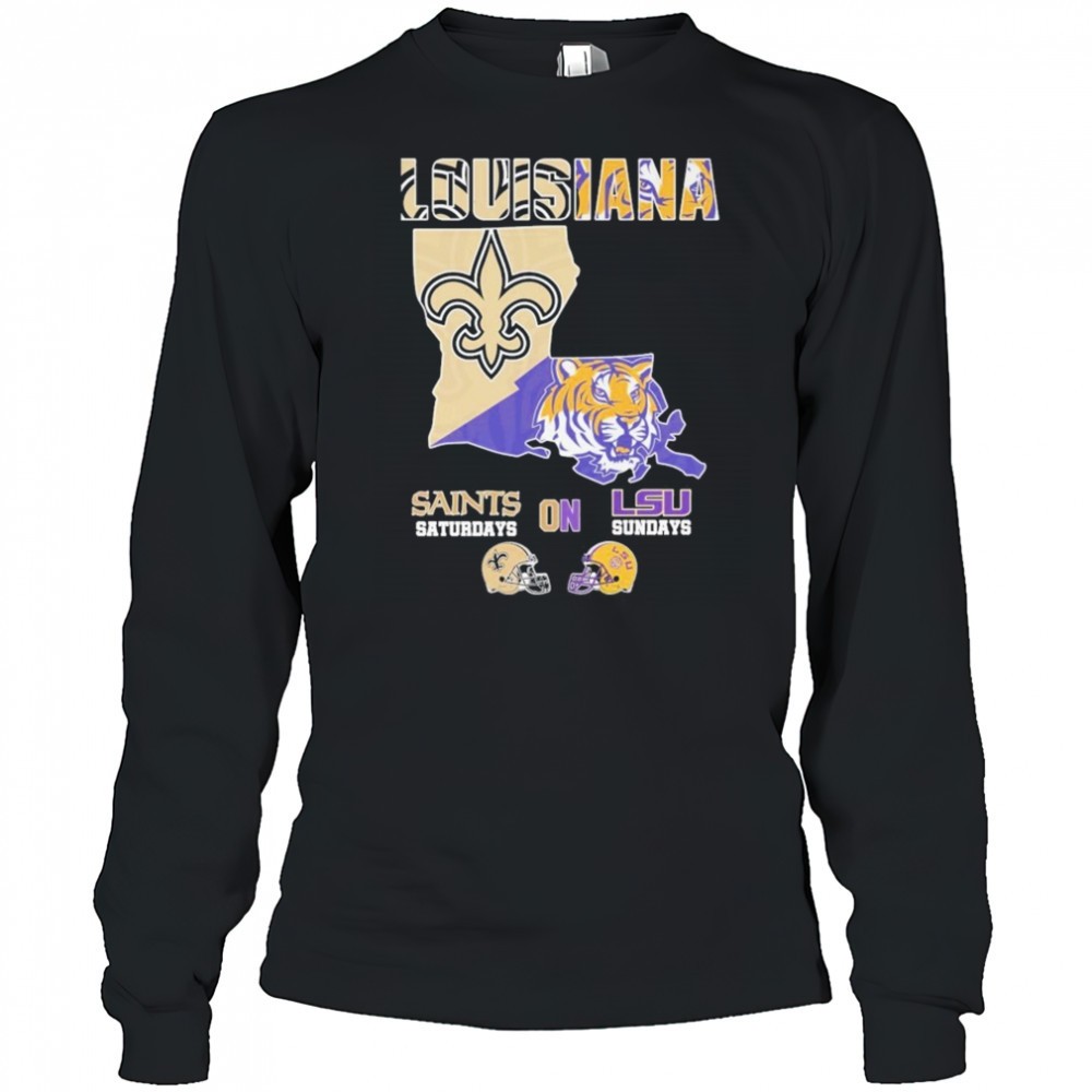 new-orleans-saints-on-saturdays-lsu-tigers-on-sundays-louisiana-map-t-shirt-b2im5m90 New Orleans Saints On Saturdays Lsu Tigers On Sundays Louisiana Map T-shirt