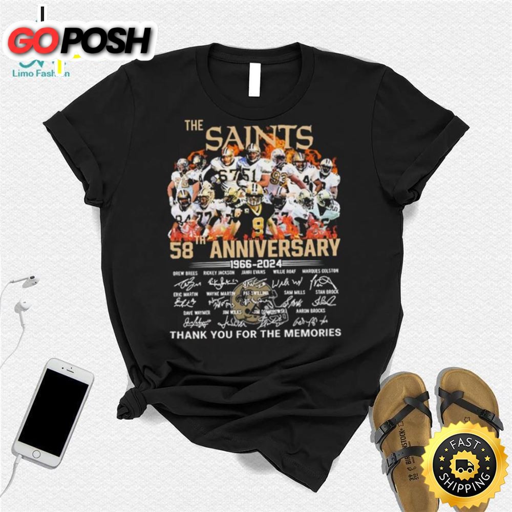 New Orleans Team Sport Football 58th Anniversary 1966 2025 Thank You For The Memories Signatures Shirt