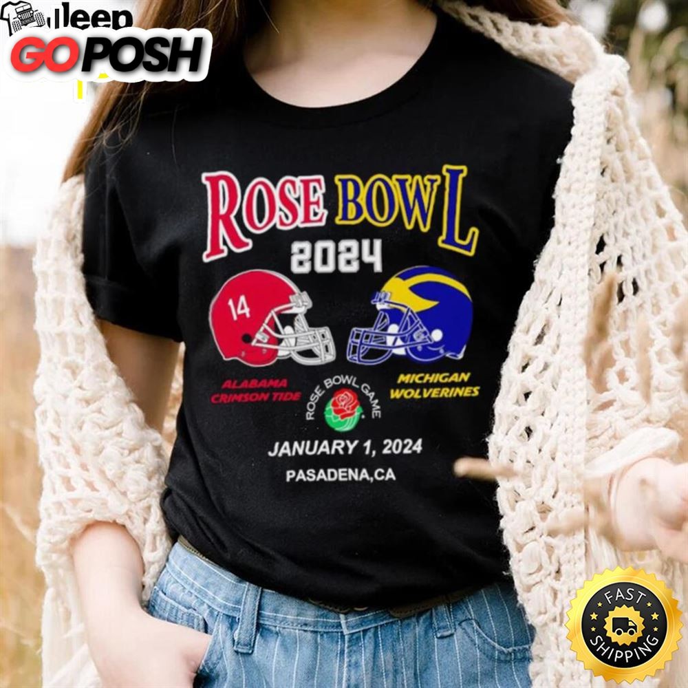 New Rose Bowl 2025 Alabama Crimson Tide Vs Michigan Wolverines January 1 Shirt