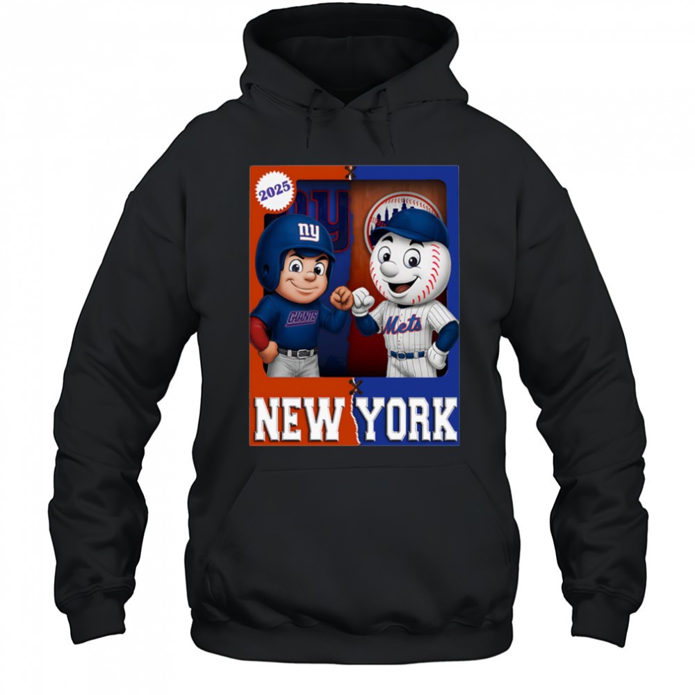New York Giants and New York Mets mascot play card shirt