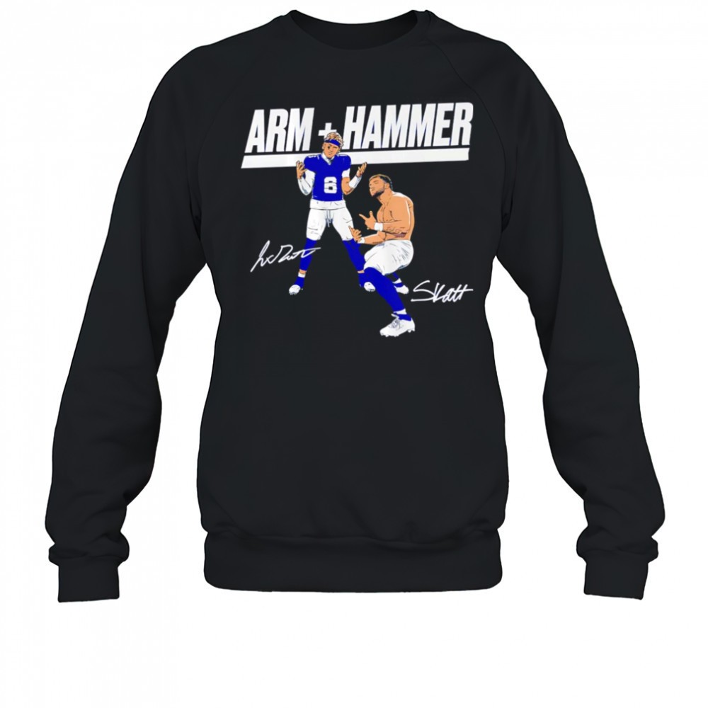 new-york-giants-arm-hammer-jaxson-dart-and-cam-skattebo-t-shirts-ups19gvi New York Giants Arm + Hammer Jaxson Dart and Cam Skattebo T-shirts