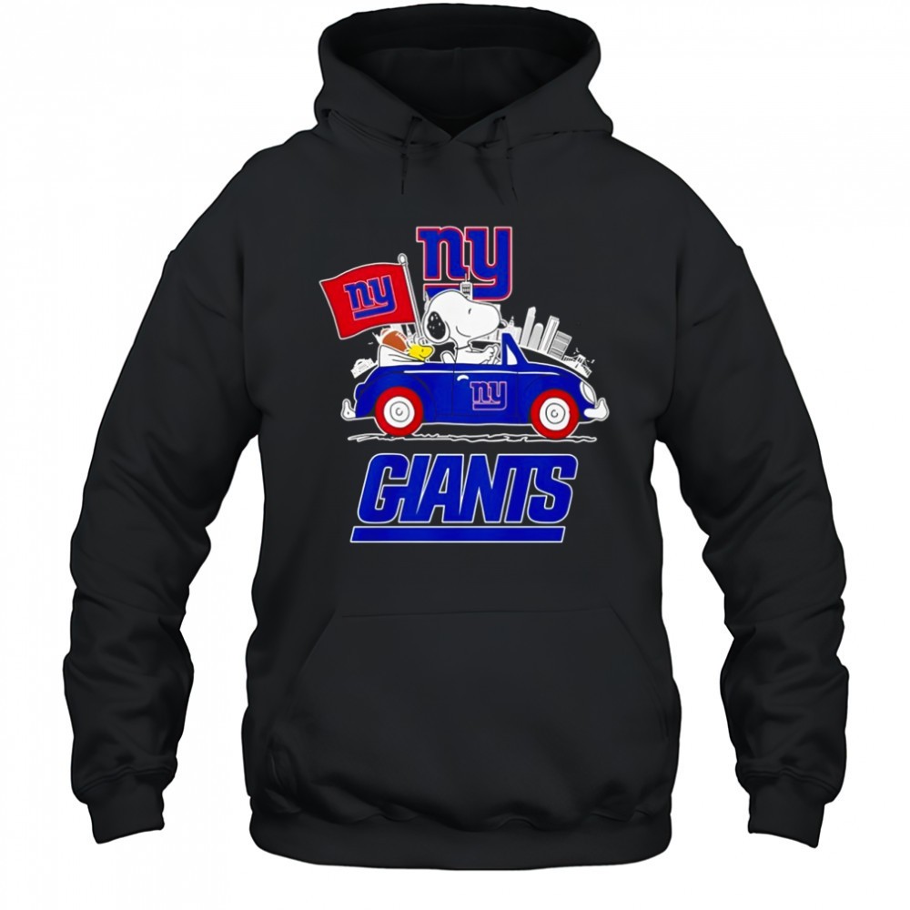 New York Giants x Snoopy and Woodstock drive car shirt