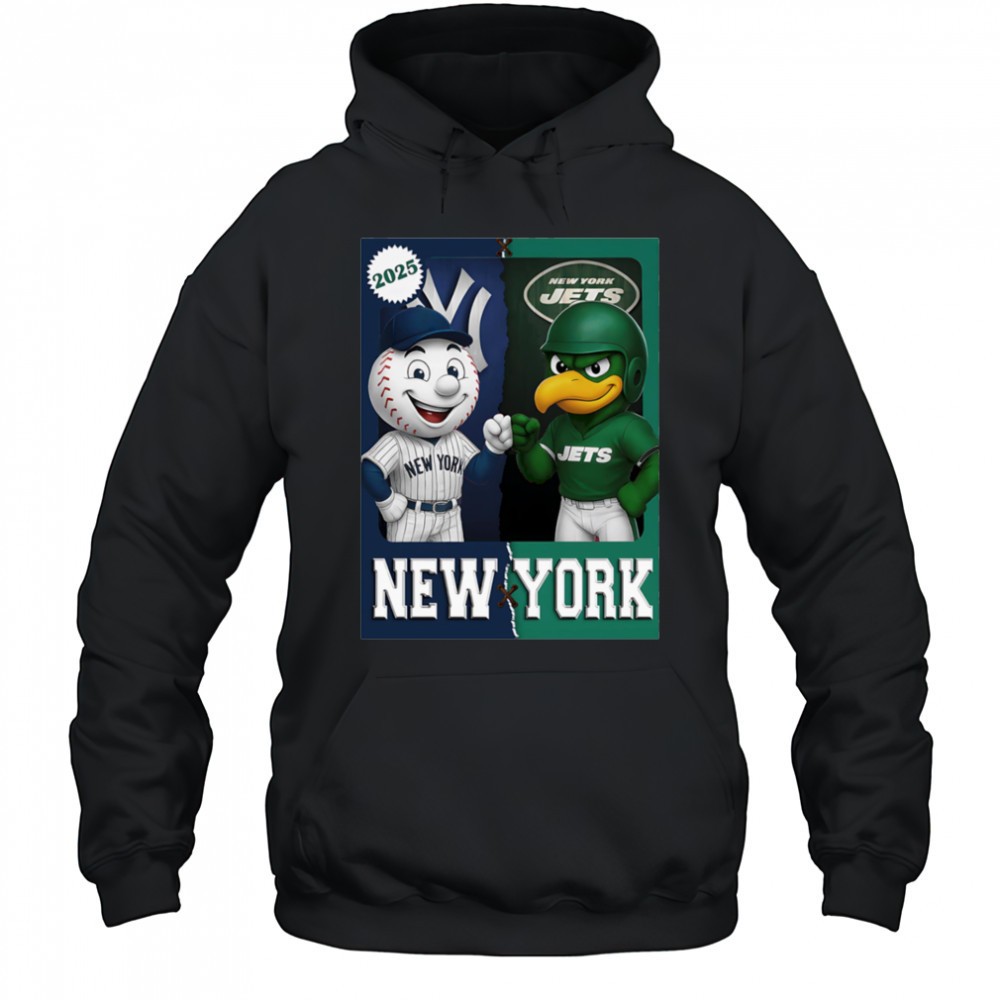 New York Jets and New York Yankees mascot play card shirt