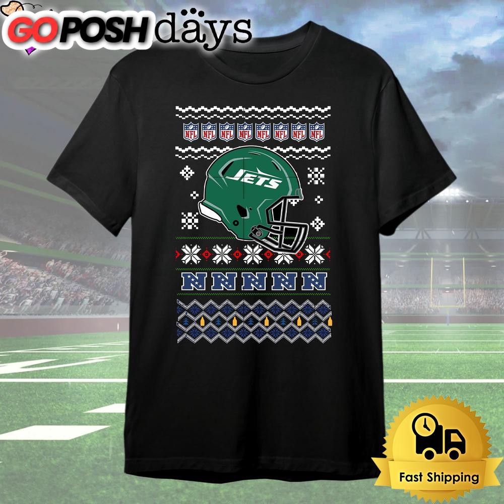 New York Jets Helmet Team Christmas T Shirt
