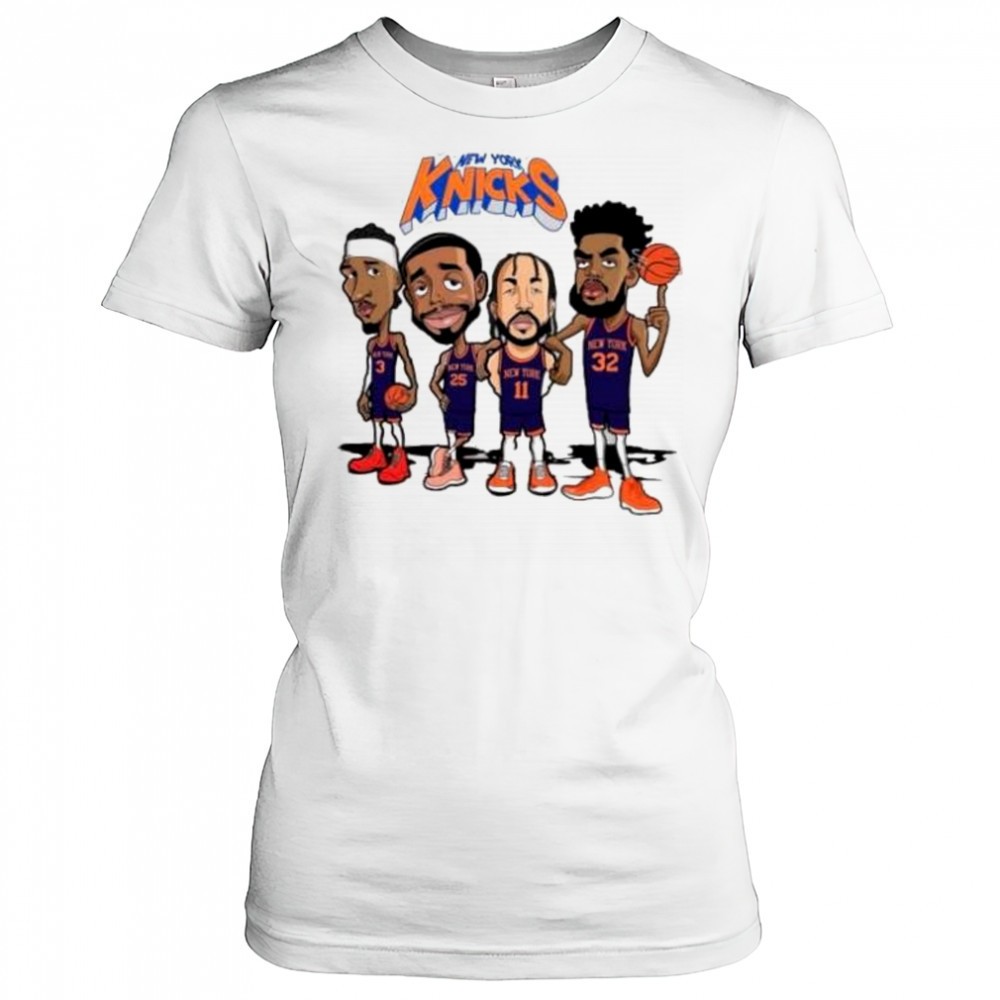 new-york-knicks-josh-hart-mikal-bridges-jalen-brunson-and-karl-anthony-towns-car-722bio5u New York Knicks Josh Hart Mikal Bridges Jalen Brunson and Karl-Anthony Towns cartoon shirt