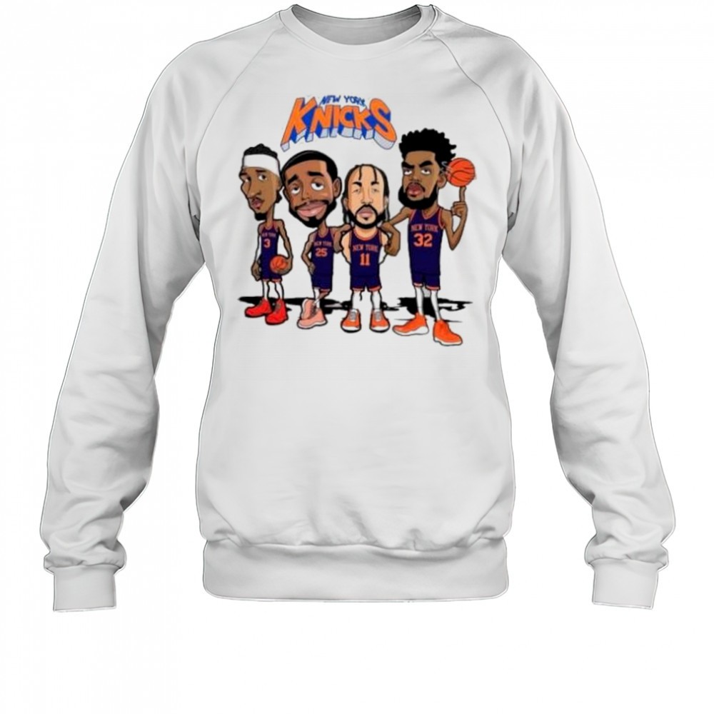 new-york-knicks-josh-hart-mikal-bridges-jalen-brunson-and-karl-anthony-towns-car-722bio5u New York Knicks Josh Hart Mikal Bridges Jalen Brunson and Karl-Anthony Towns cartoon shirt