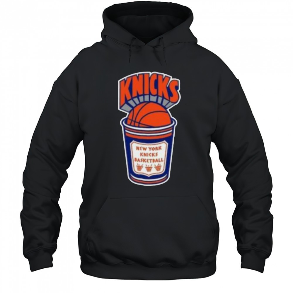 New York Knicks Mitchell & Ness Black Hardwood Classics Coffee Cup Vintage Logo T Shirt