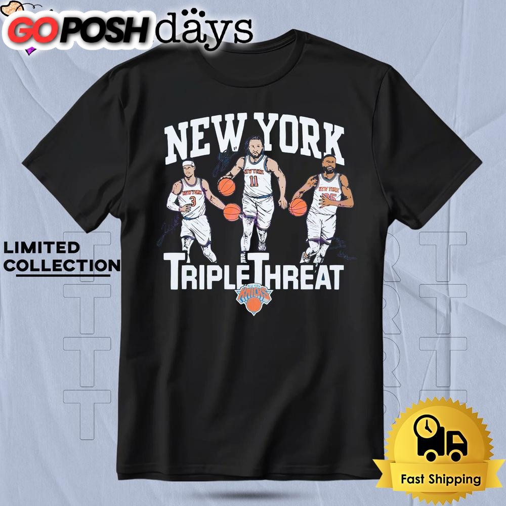 New York Knicks Triple Threat Hart Brunson Bridges Basketball T Shirt