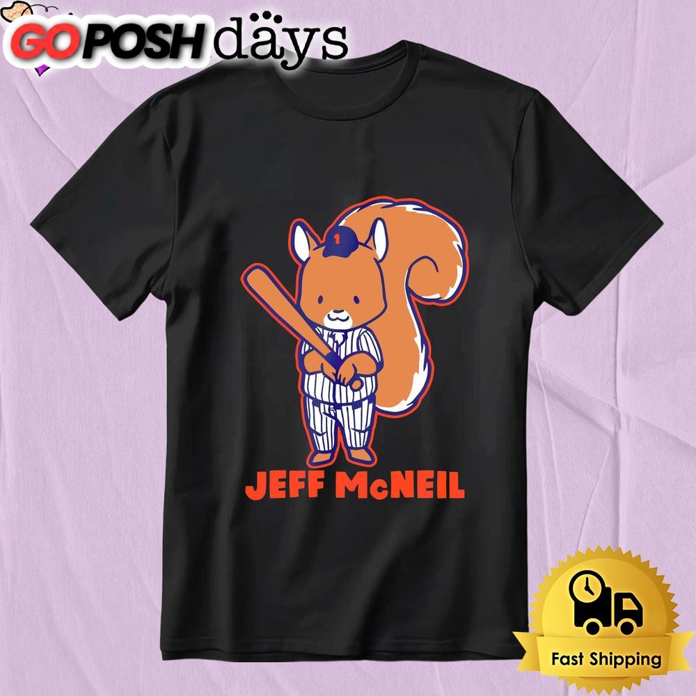 New York Mets Jeff Mcneil Squirrel Baseball Cartoon T-Shirt