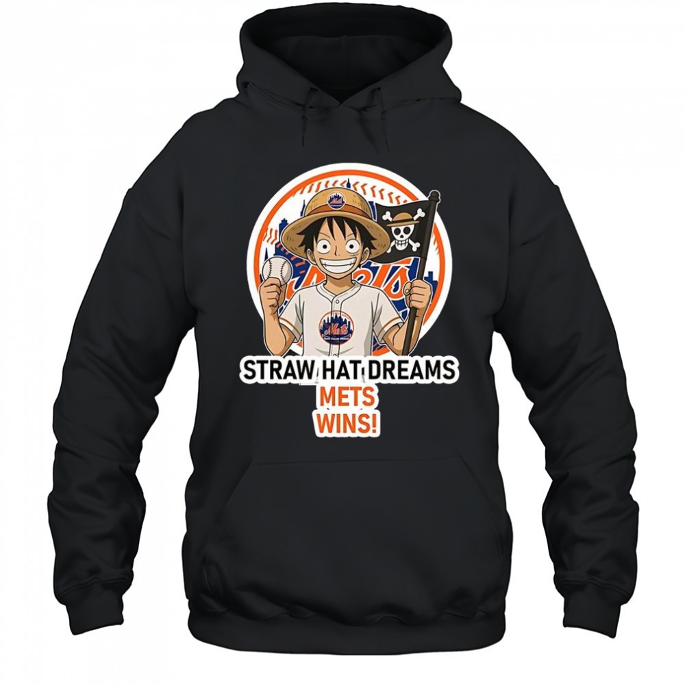 New York Mets Monkey D. Luffy Straw Hat Dreams Wins T-Shirt