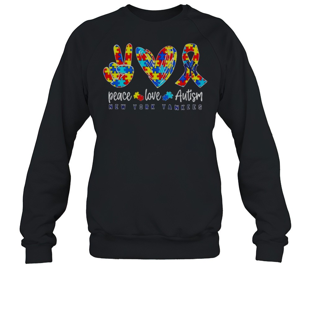 New York Yankees Peace Love Autism Autism Awareness Shirt