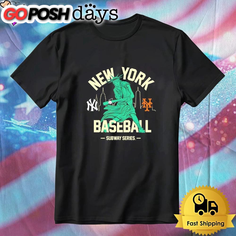 New York Yankees Vs New York Mets Women’s Subway Series Swinging Liberty T-Shirt