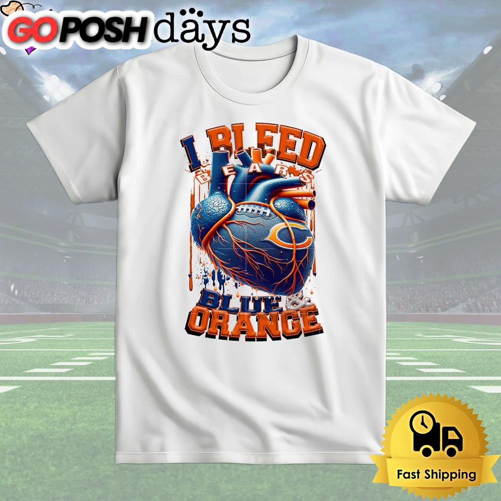 NFL Chicago Bears I bleed Blue Orance T Shirt