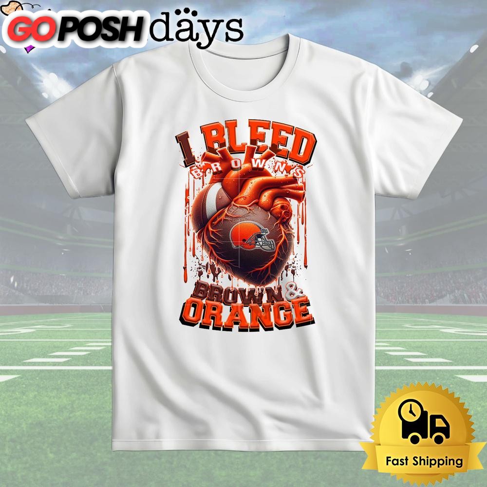NFL Cleveland Browns I bleed Brown Orange T Shirt